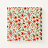 Elegant popy Waterverf Floral Patroon met naam Notitieboek (Achterkant)