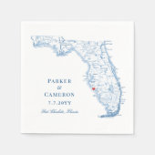Elegant Port Charlotte Florida Kaart Bruiloft Servet (Voorkant)