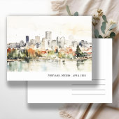 Elegant Portland Oregon Skyline Waterverf Reizen Briefkaart