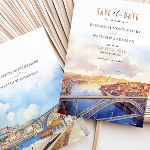 Elegant Porto Portugal Save the Date Wedding Kaart