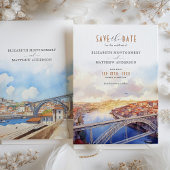 Elegant Porto Portugal Save the Date Wedding Kaart