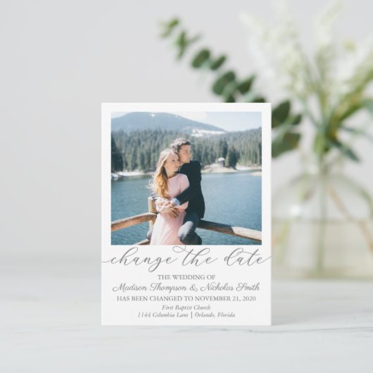 Elegant Portret Afbeelding Verander de datum Brief Briefkaart (Staand voorkant)