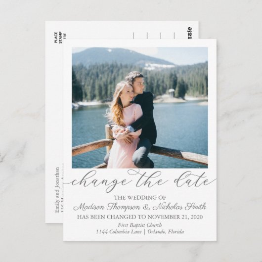 Elegant Portret Afbeelding Verander de datum Brief Briefkaart (Voorkant / Achterkant)