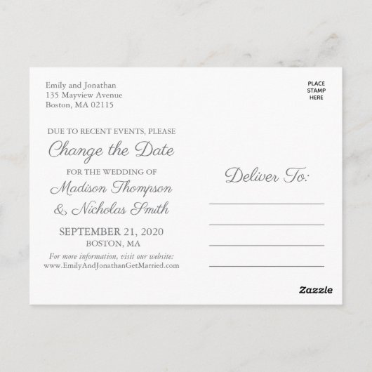 Elegant Portret Afbeelding Verander de datum Brief Briefkaart (Achterkant)