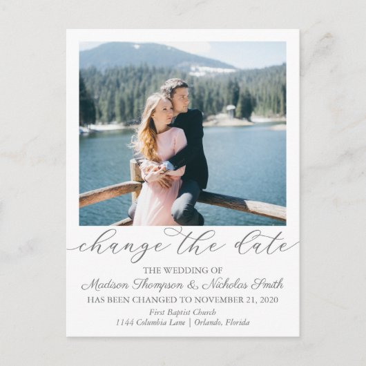 Elegant Portret Afbeelding Verander de datum Brief Briefkaart (Voorkant)