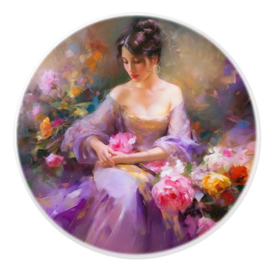 Elegant portret keramische knop (Voorkant)