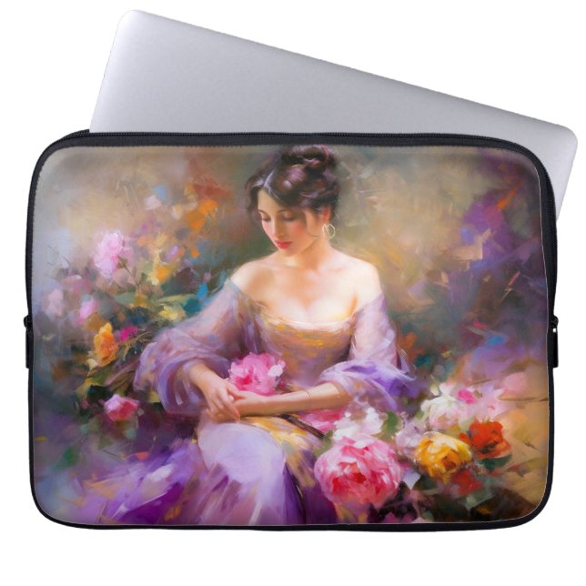 Elegant portret laptop sleeve (Voorkant)