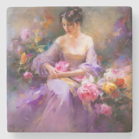 Elegant portret stenen onderzetter (Voorkant)