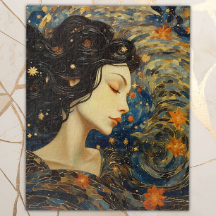 Elegant Portret Sterrennacht Art Nouveau Legpuzzel