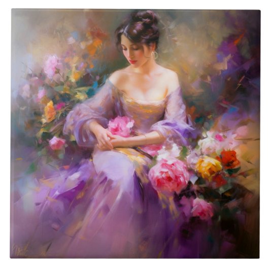 Elegant portret tegeltje (Voorkant)