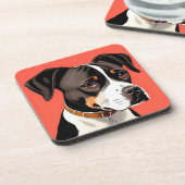 Elegant portret van een zwart-witte hond bier onderzetter (Linkerzijde)