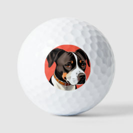 Elegant portret van een zwart-witte hond golfballen