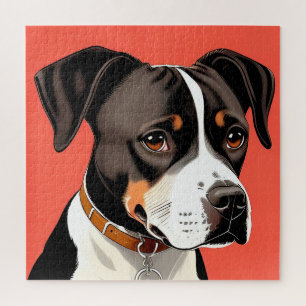 Elegant portret van een zwart-witte hond legpuzzel