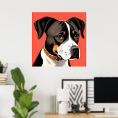 Elegant portret van een zwart-witte hond poster (Thuiskantoor)