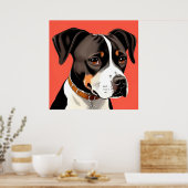 Elegant portret van een zwart-witte hond poster (Keuken)