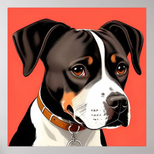 Elegant portret van een zwart-witte hond poster