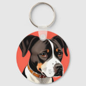 Elegant portret van een zwart-witte hond sleutelhanger (Achterkant)