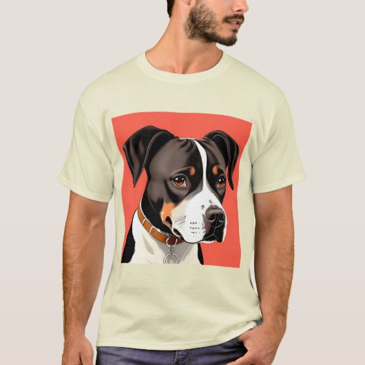 Elegant portret van een zwart-witte hond t-shirt (Voorkant)