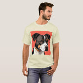Elegant portret van een zwart-witte hond t-shirt (Voorkant volledig)