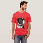 Elegant portret van een zwart-witte hond t-shirt (Voorkant volledig)