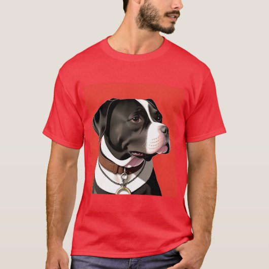 Elegant portret van een zwart-witte hond t-shirt (Voorkant)