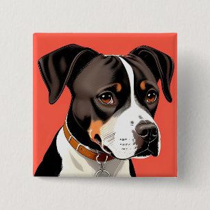 Elegant portret van een zwart-witte hond vierkante button 5,1 cm