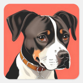 Elegant portret van een zwart-witte hond vierkante sticker