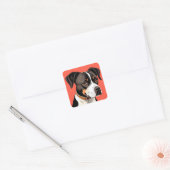 Elegant portret van een zwart-witte hond vierkante sticker (Envelop)