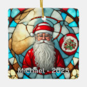 Elegant portret van Kerstman Keramisch Ornament (Voorkant)