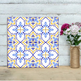 Elegant Portuguese Blue and Gold Mediterranean Tegeltje