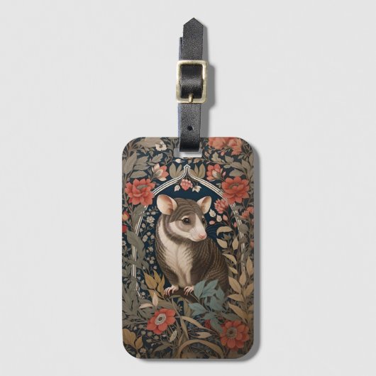 Elegant Possum William Morris geïnspireerd Bloemen Bagagelabel (Voorkant (verticaal))