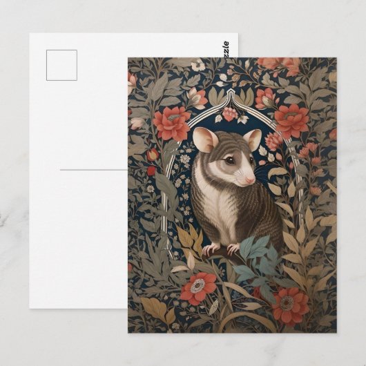 Elegant Possum William Morris geïnspireerd Bloemen Briefkaart (Voorkant / Achterkant)