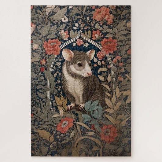 Elegant Possum William Morris geïnspireerd Bloemen Legpuzzel (Verticaal)