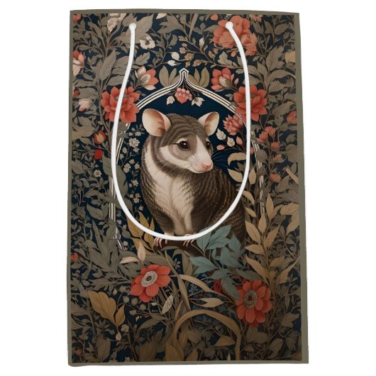 Elegant Possum William Morris geïnspireerd Bloemen Medium Cadeauzakje (Voorkant)