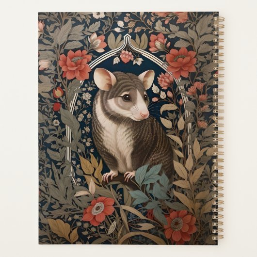 Elegant Possum William Morris geïnspireerd Bloemen Planner (Achterkant)
