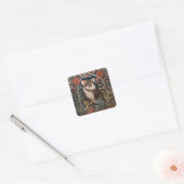 Elegant Possum William Morris geïnspireerd Bloemen Vierkante Sticker (Envelop)