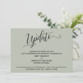 Elegant Postponed Wedding Announding Sage Green Kaart (Staand voorkant)
