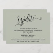 Elegant Postponed Wedding Announding Sage Green Kaart (Voorkant / Achterkant)