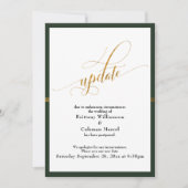 Elegant Postponed Wedding Green & Gold Stripe Kaar Kaart (Voorkant)
