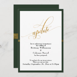 Elegant Postponed Wedding Green & Gold Stripe Kaar Kaart