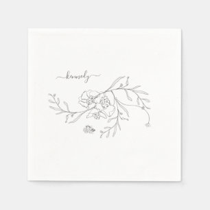 Elegant potlood Foliage Floral Custom Cocktail Servet
