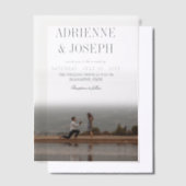 Elegant potlood grijs tekst foto bruiloft vellum uitnodigingen (Offset)