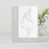 Elegant potloodtekening van vrouw in jurk kaart (Staand voorkant)