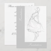 Elegant potloodtekening van vrouw in jurk kaart (Voorkant / Achterkant)