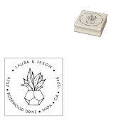 Elegant Potted Plant Retouradres Wood Art Stamp Rubberstempel (Gestempeld)