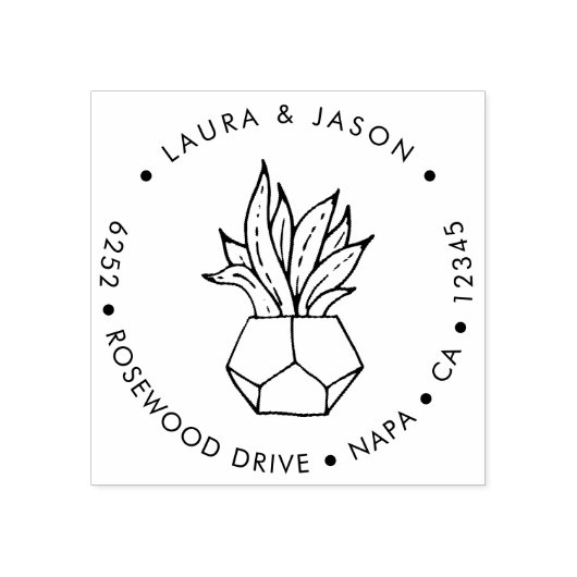 Elegant Potted Plant Retouradres Wood Art Stamp Rubberstempel (Afrduk)