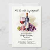 Elegant Pour The Wine Themed 40th Birthday Party Kaart (Voorkant)