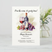 Elegant Pour The Wine Themed 40th Birthday Party Kaart (Staand voorkant)