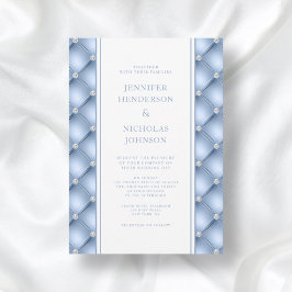 Elegant Powder Blue Diamond Tufted Wedding Kaart