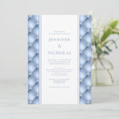 Elegant Powder Blue Diamond Tufted Wedding Kaart (Staand voorkant)